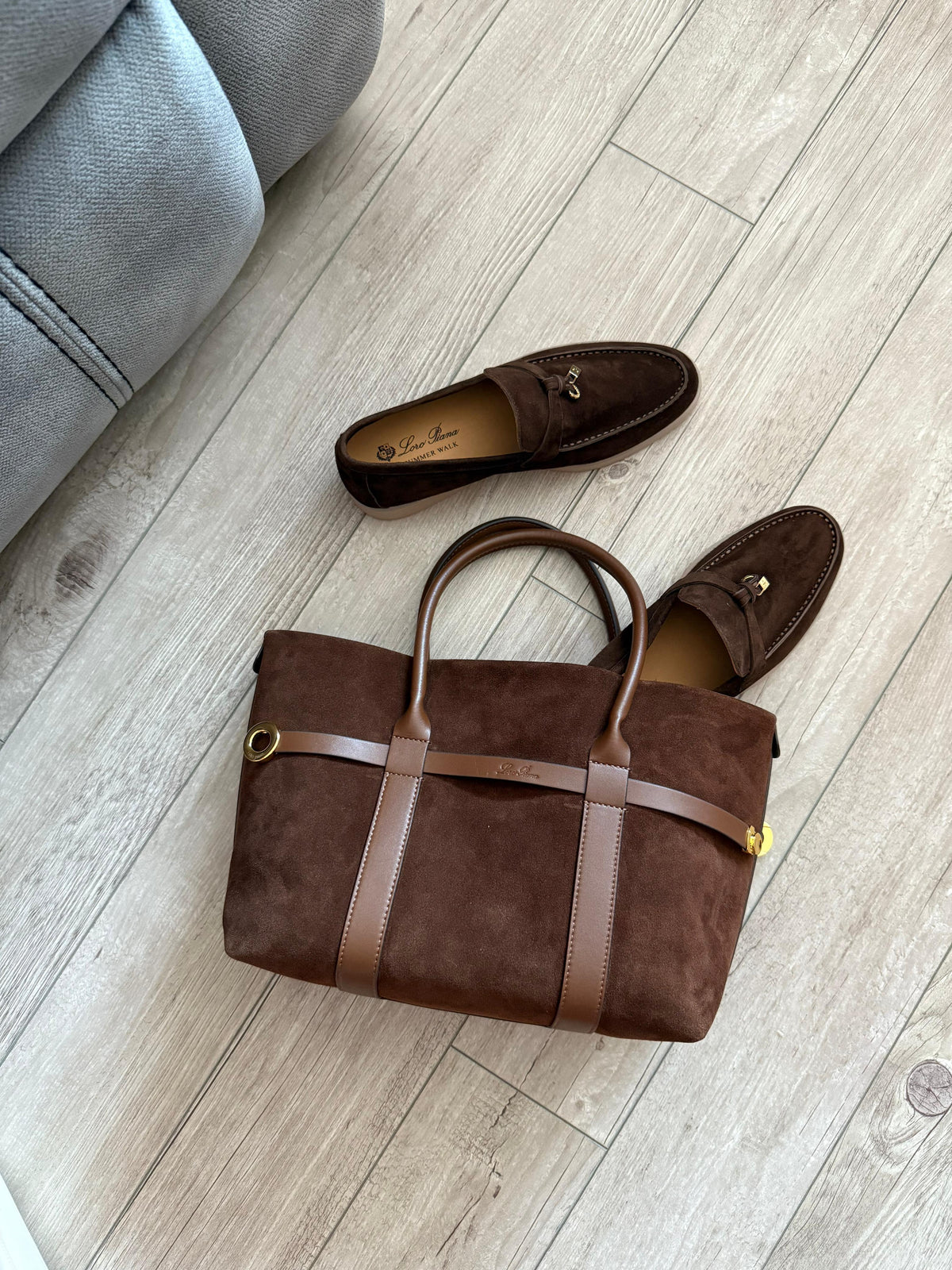 Loro Piana Suede Top Handle Bag