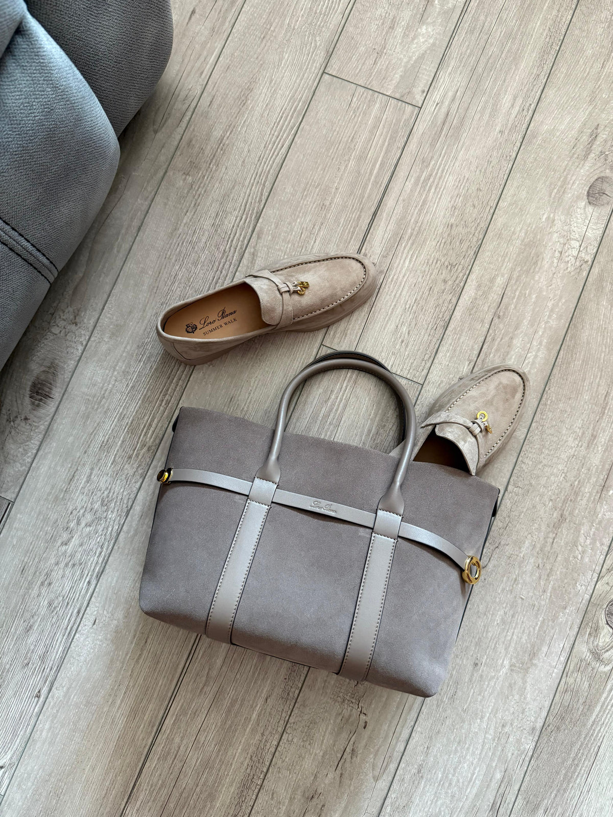 Loro Piana Suede Top Handle Bag