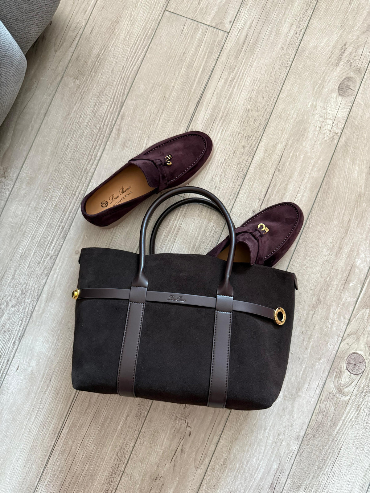 Loro Piana Suede Top Handle Bag