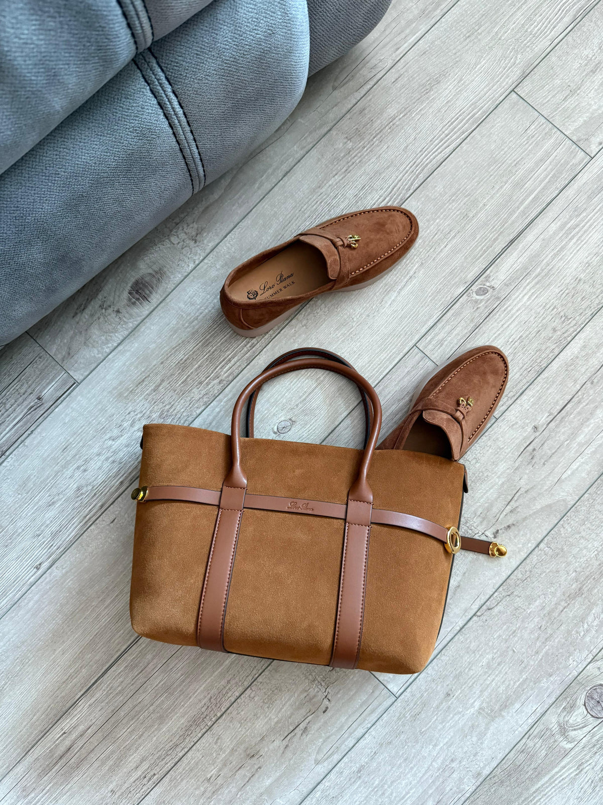 Loro Piana Suede Top Handle Bag