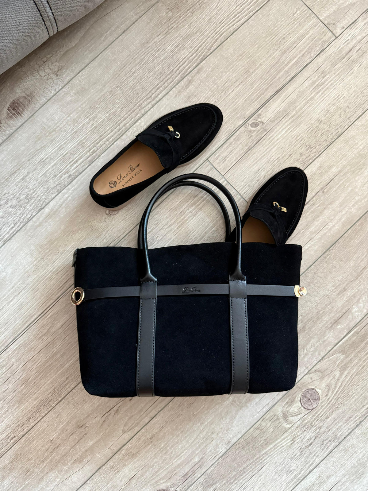 Loro Piana Suede Top Handle Bag