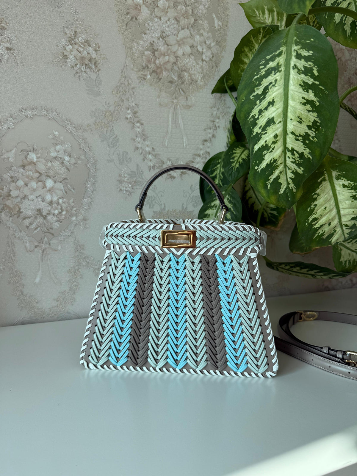 Fendi Peekaboo Woven/Straw Striped Edition