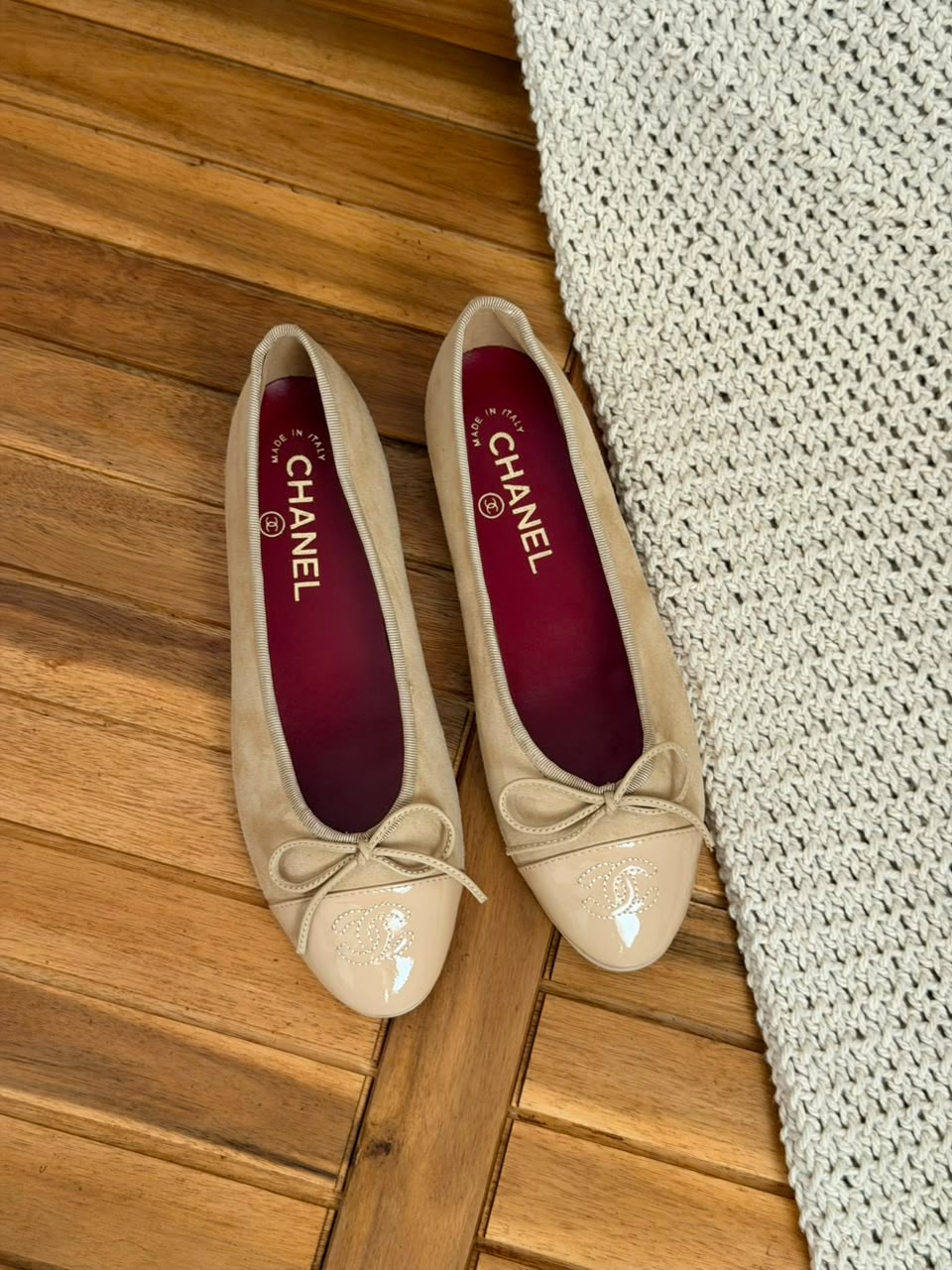 Chanel Patent Calfskin Cap-Toe Ballerinas