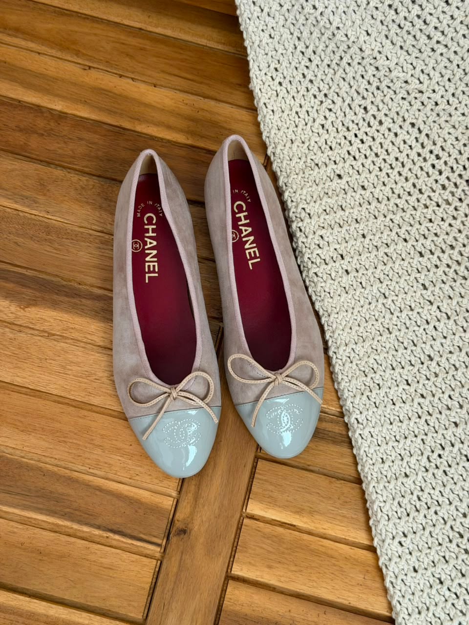 Chanel Patent Calfskin Cap-Toe Ballerinas