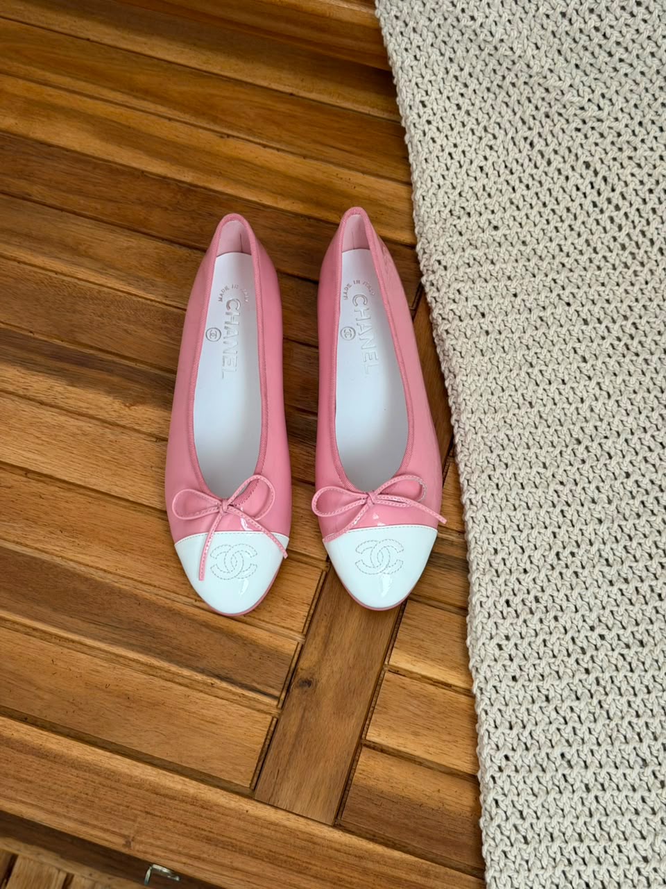 Chanel Patent Calfskin Cap-Toe Ballerinas