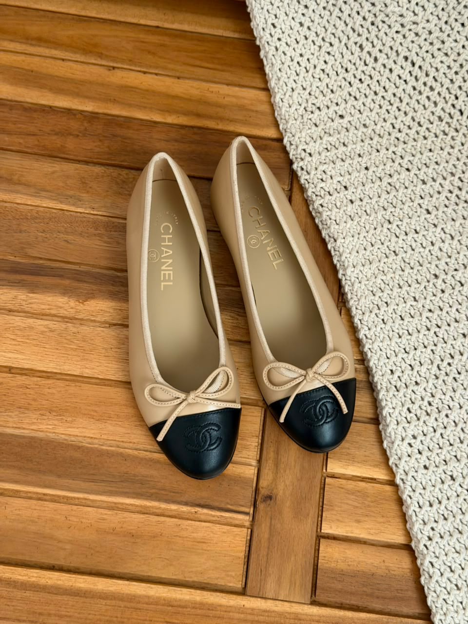 Chanel Patent Calfskin Cap-Toe Ballerinas
