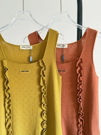 Miu Miu Cashmere and Silk Ruffle-Trim Tops