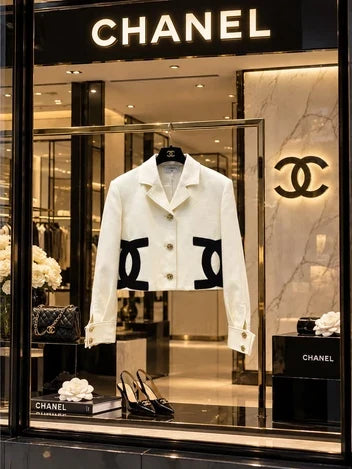 Chanel Cropped Graphic CC Logo Jacket