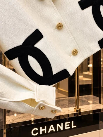 Chanel Cropped Graphic CC Logo Jacket