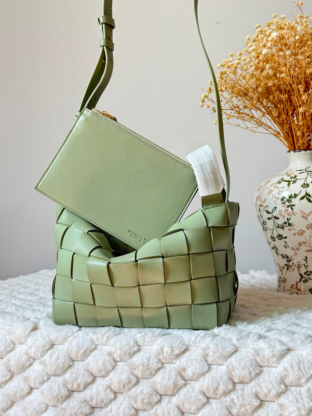 Bottega Veneta Intrecciato Woven Tote/Crossbody Bag with Pouch