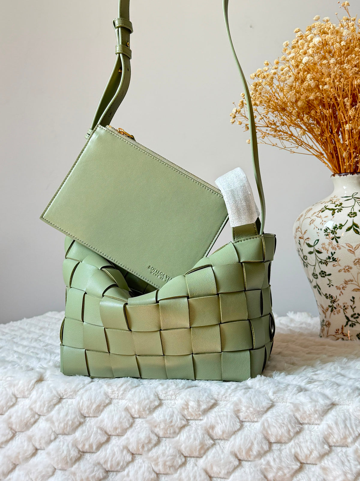 Bottega Veneta Intrecciato Woven Tote/Crossbody Bag with Pouch