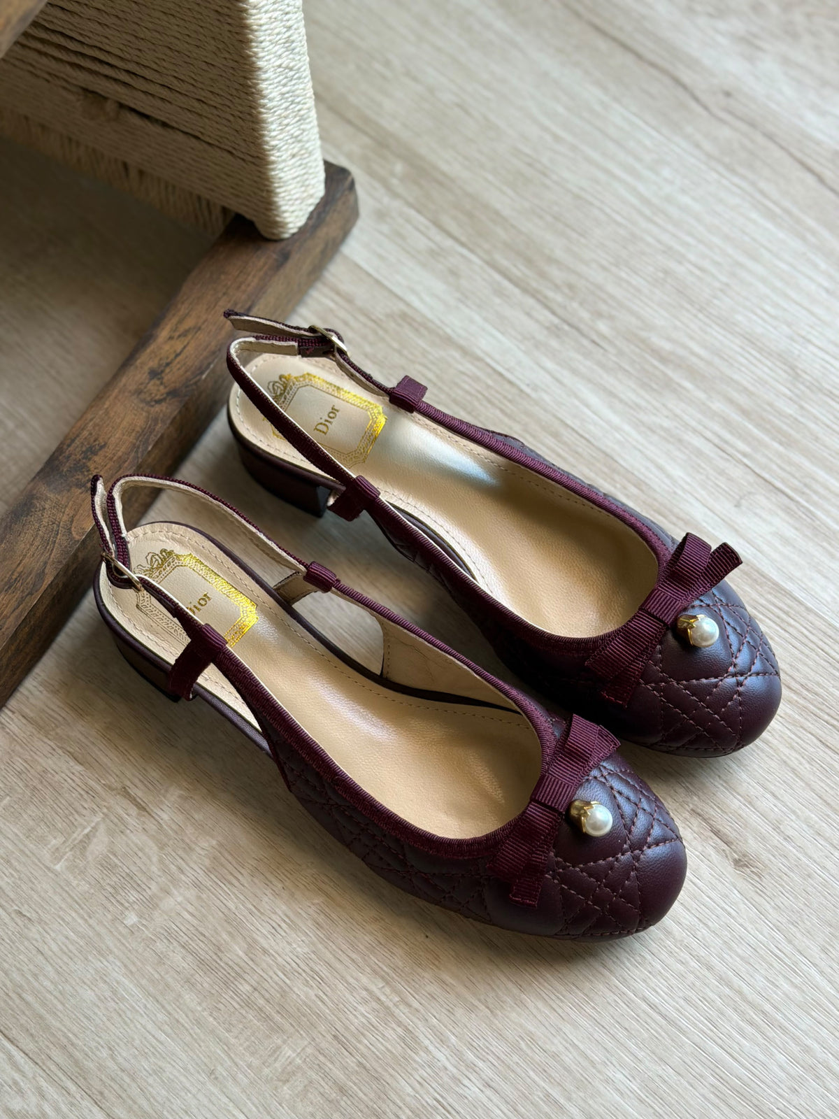 Christian Dior Cannage Bow Slingback Flats