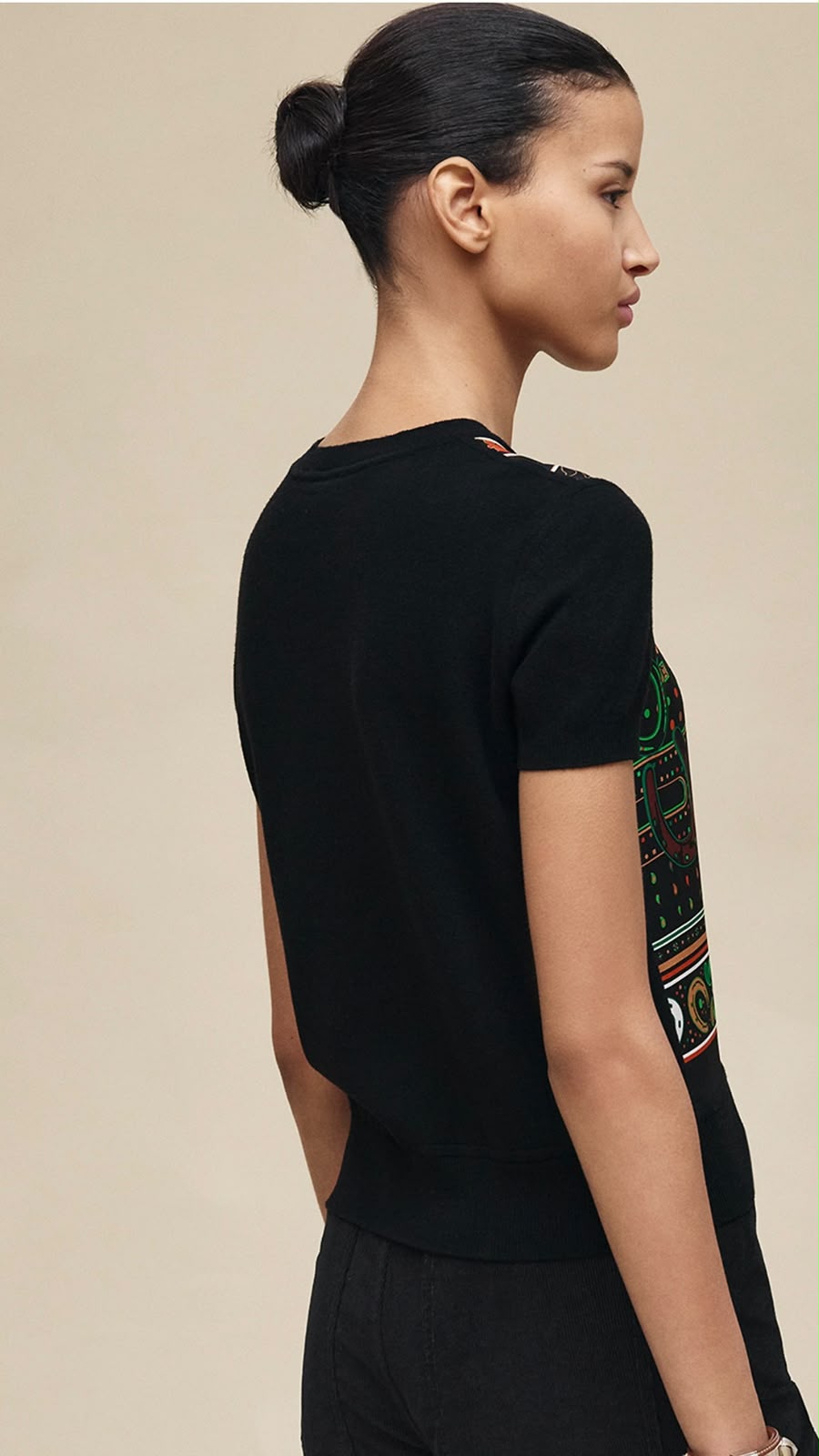 Hermès Printed Silk-Front Knit T-shirt