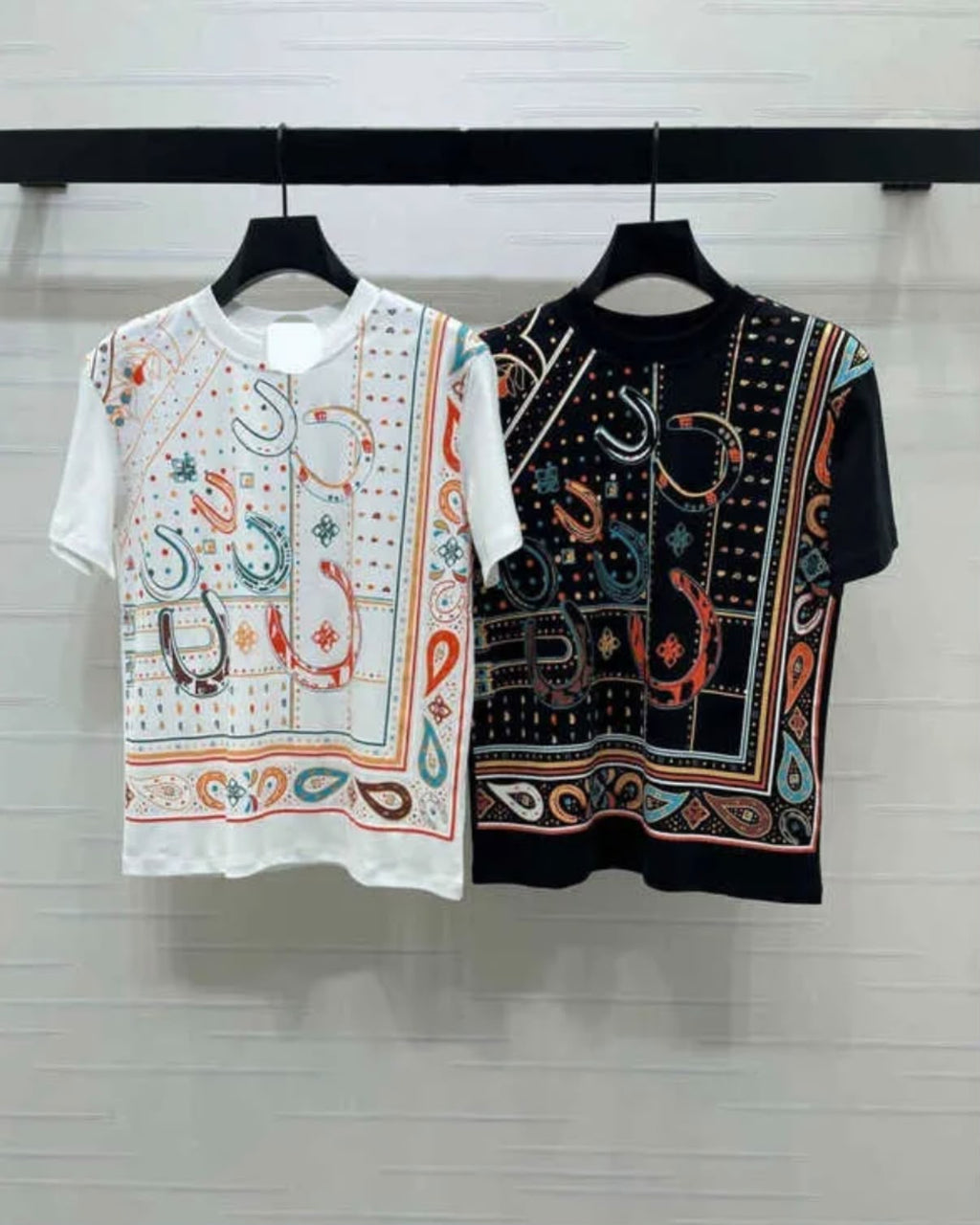 Hermès Printed Silk-Front Knit T-shirt