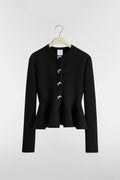 Dior Black Peplum Knit Cardigan with Crystal Bow Buttons