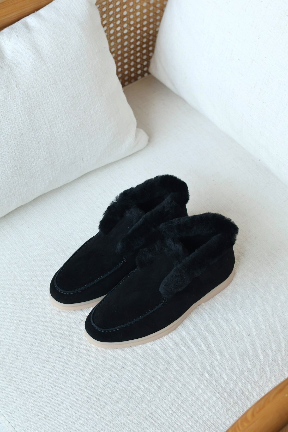 Loro Piana Suede and Shearling-Lined Winter Moccasin / Loafer