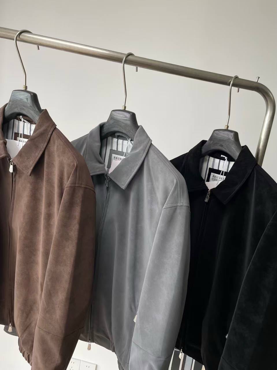 Brunello Cucinelli Suede Zip-Up Jacket