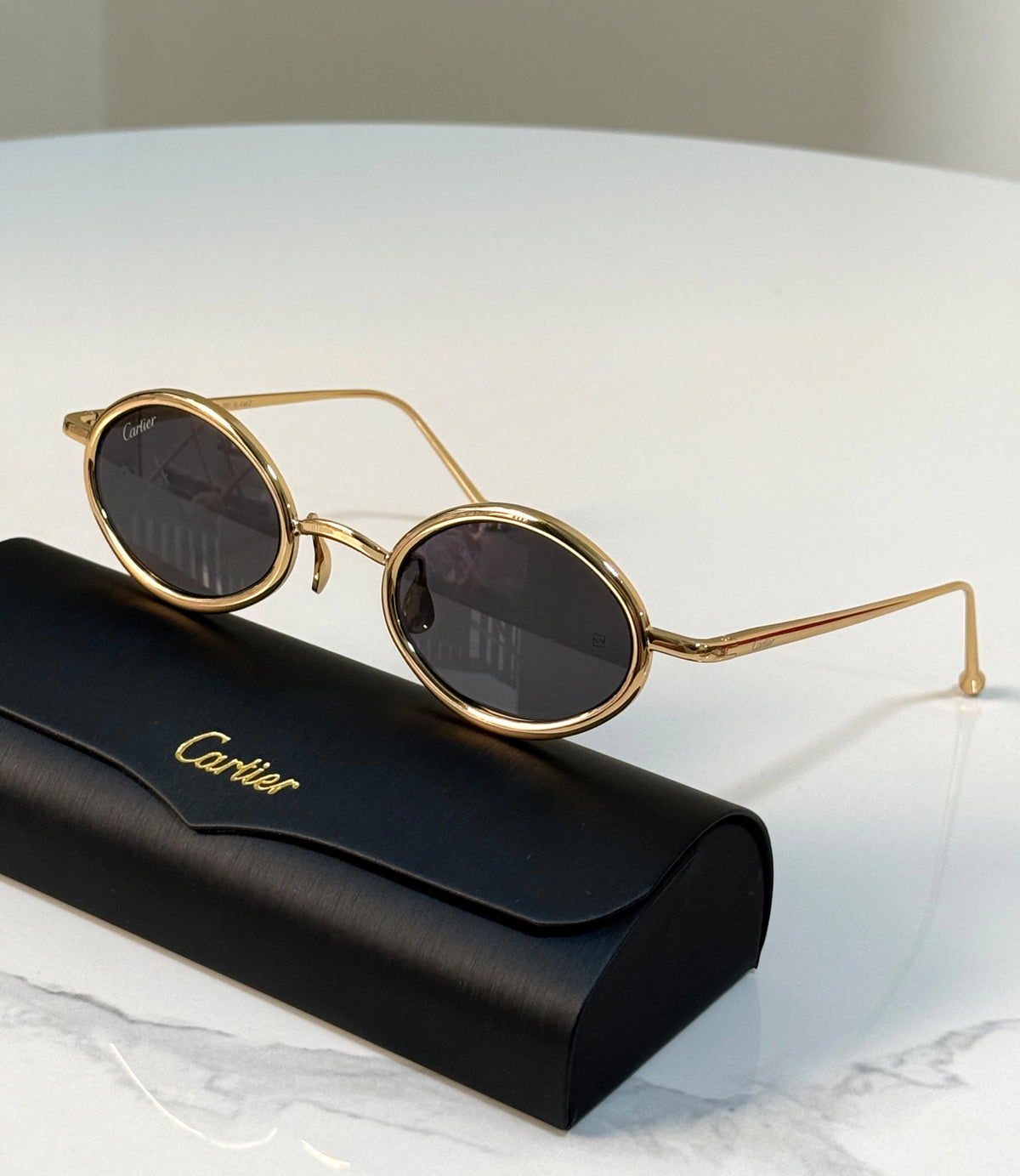 Cartier Round/Oval Gold Metal Frame Sunglasses