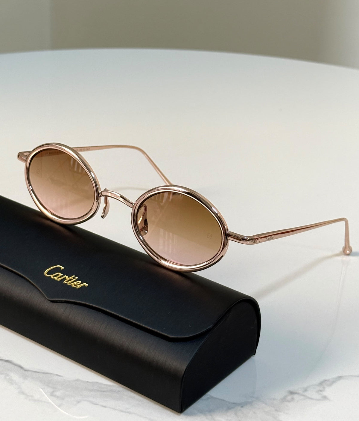 Cartier Round/Oval Gold Metal Frame Sunglasses