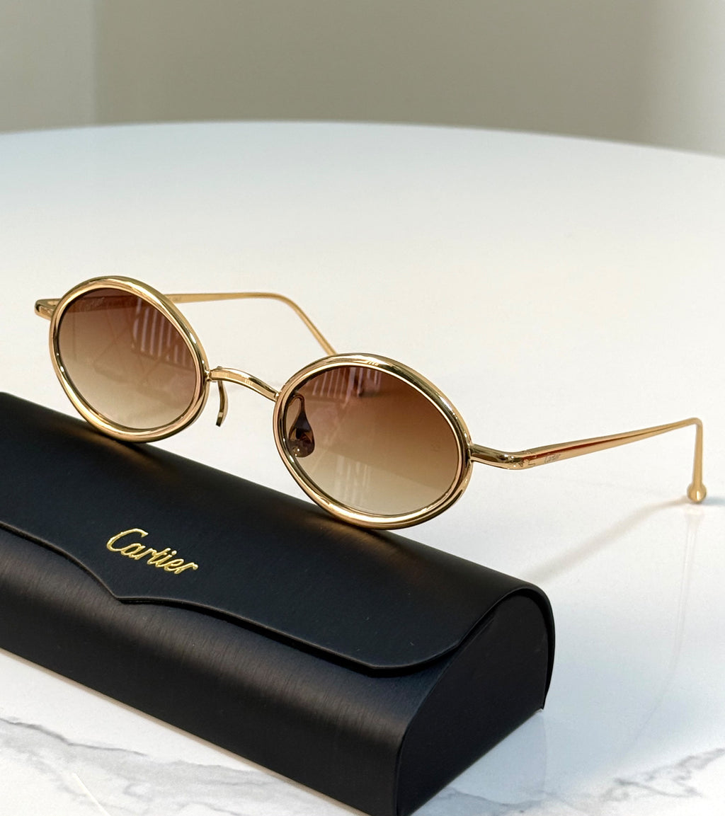 Cartier Round/Oval Gold Metal Frame Sunglasses