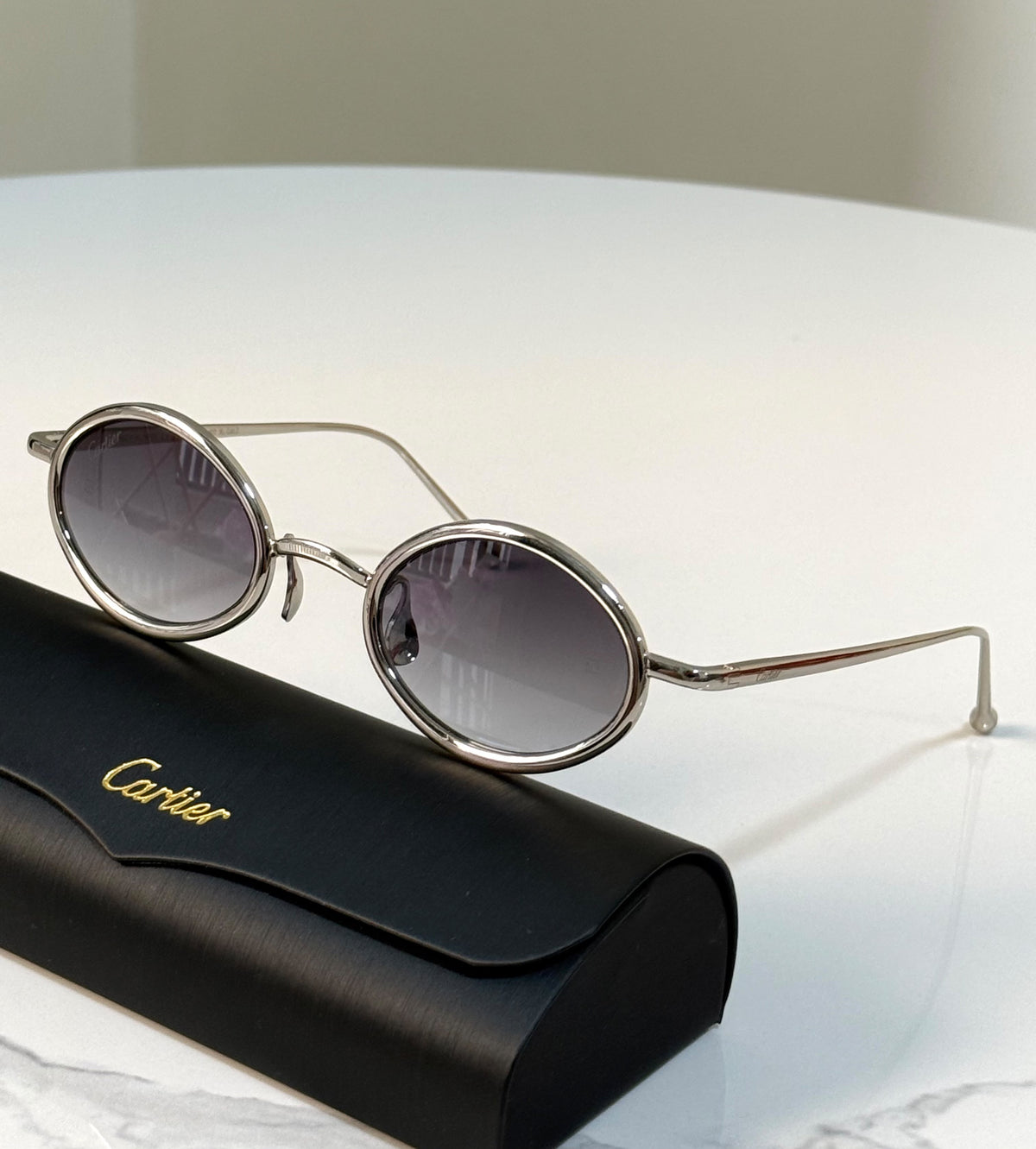 Cartier Round/Oval Gold Metal Frame Sunglasses