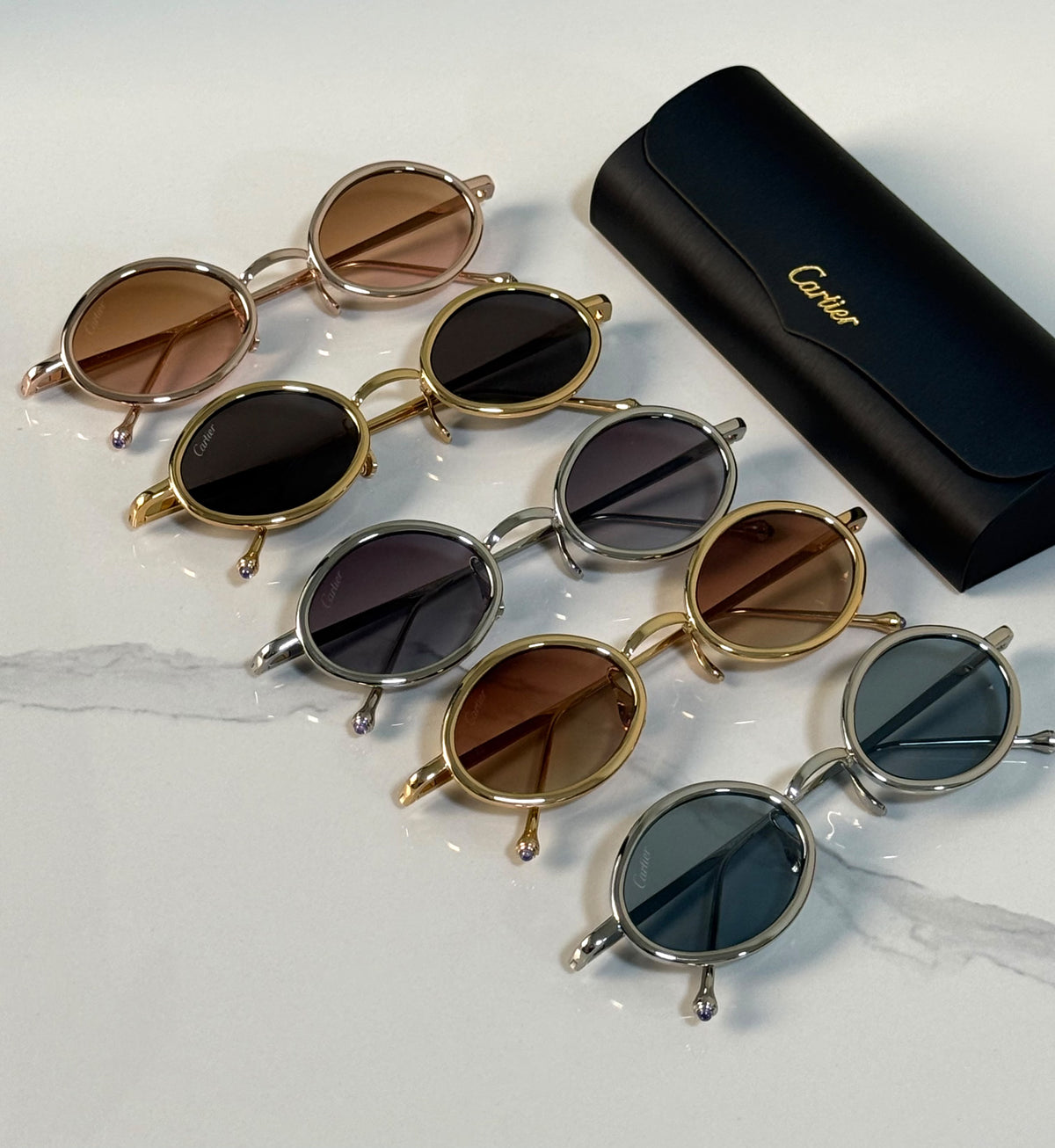 Cartier Round/Oval Gold Metal Frame Sunglasses