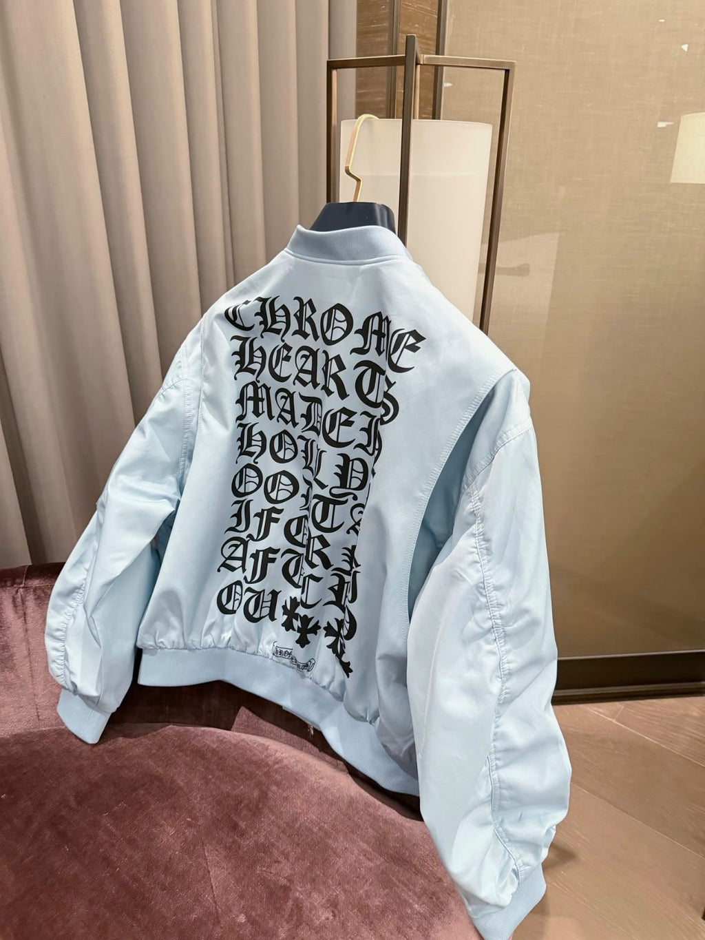 Chrome Hearts Silver Dagger Hardware Bomber Jacket