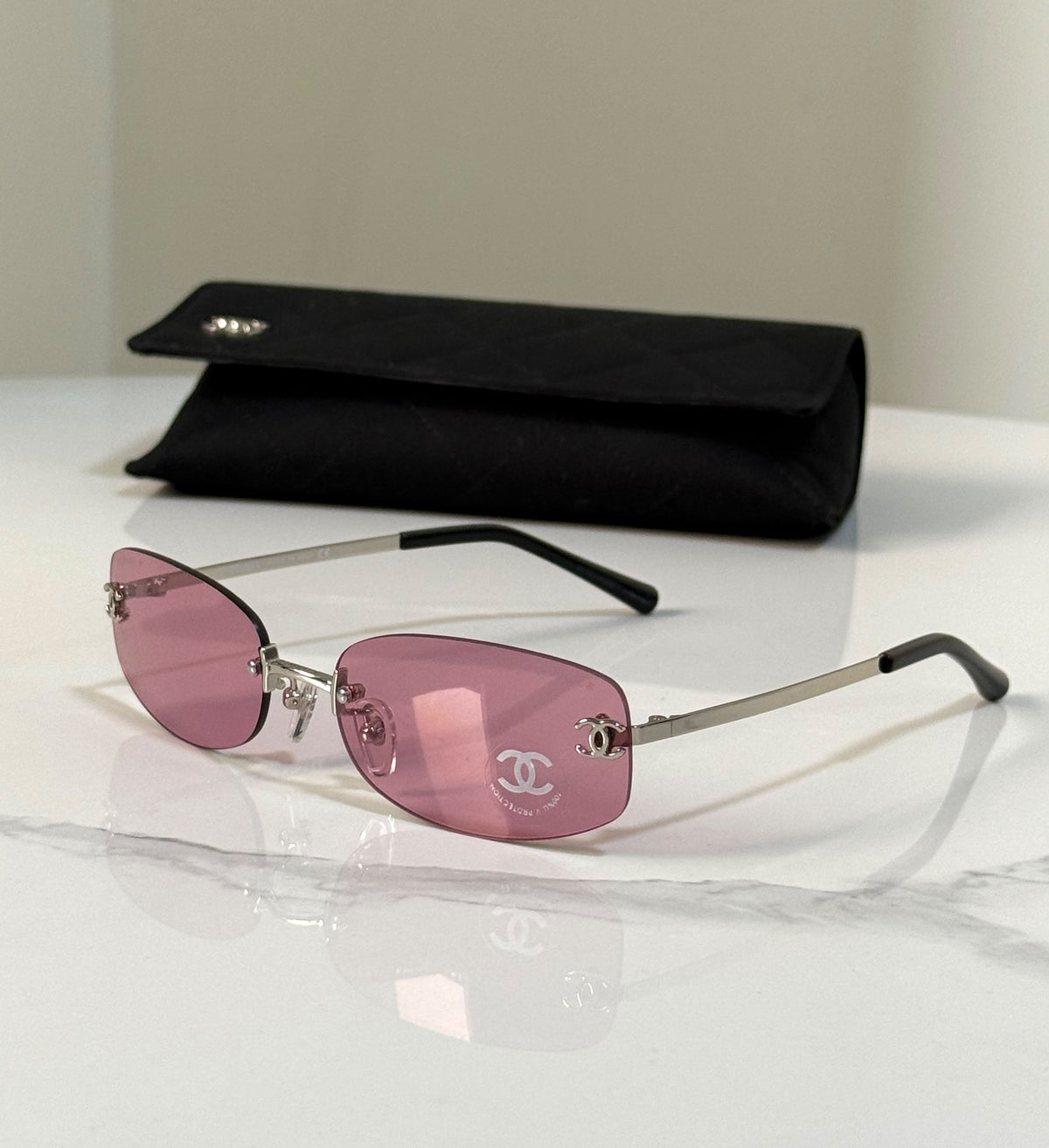 Chanel Rimless Sunglasses with CC Logo
