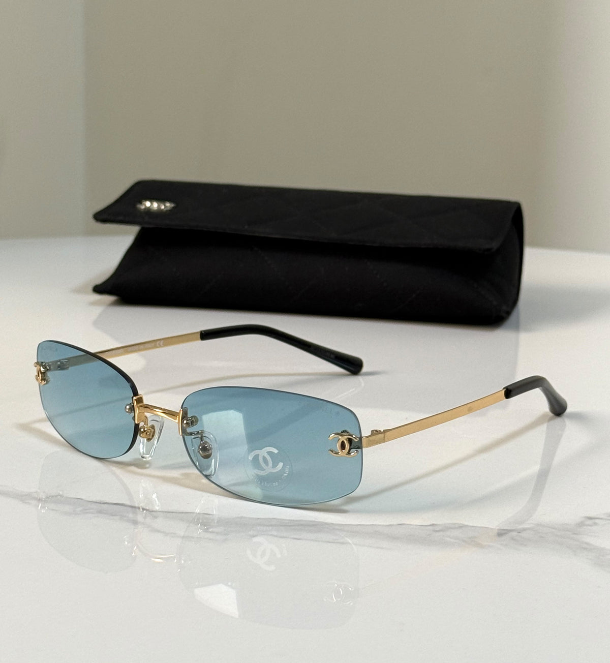 Chanel Rimless Sunglasses with CC Logo