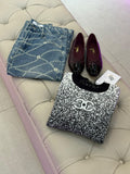 Chanel CC Logo Speckled Knit Crewneck Sweaters