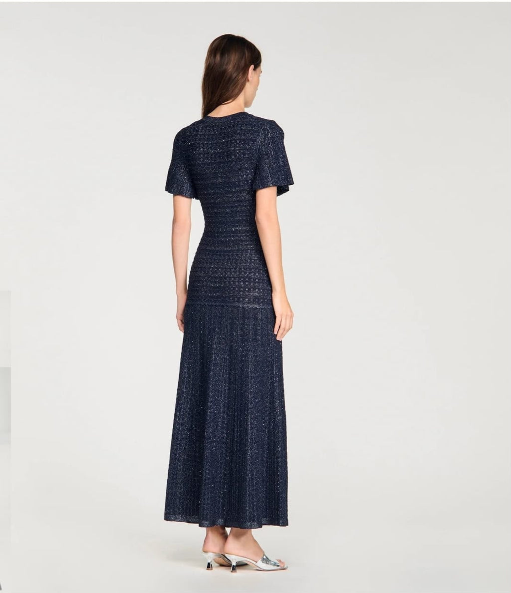 Sandro Short-Sleeve Knit Midi Dress