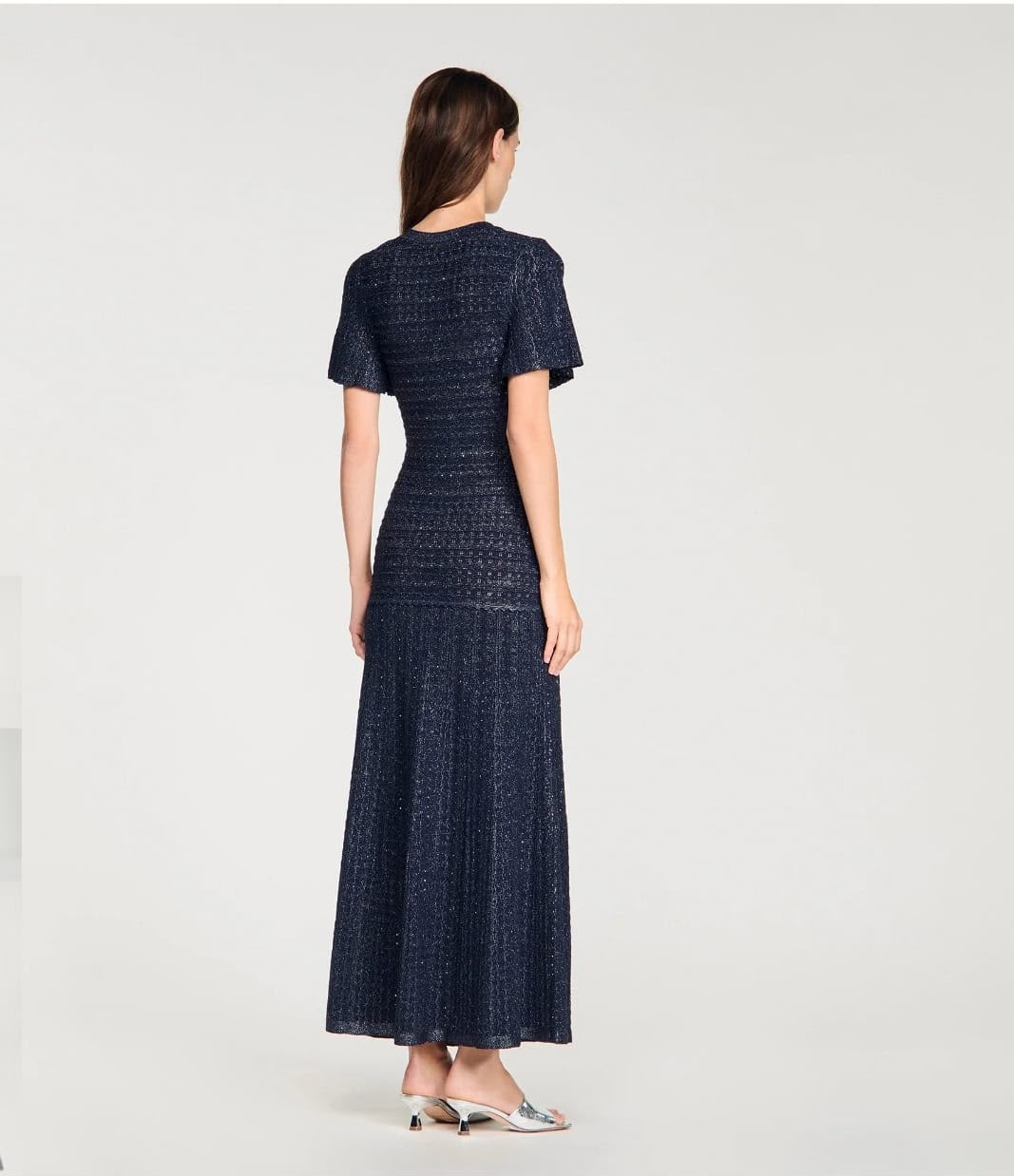 Sandro Short-Sleeve Knit Midi Dress