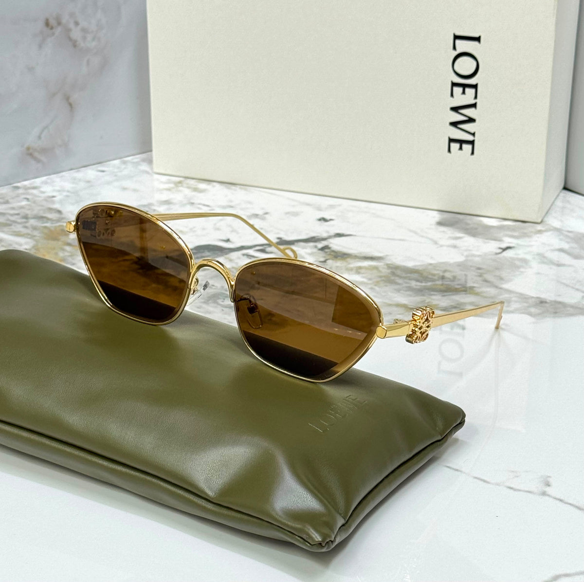 Loewe Anagram Geometric Metal Sunglasses