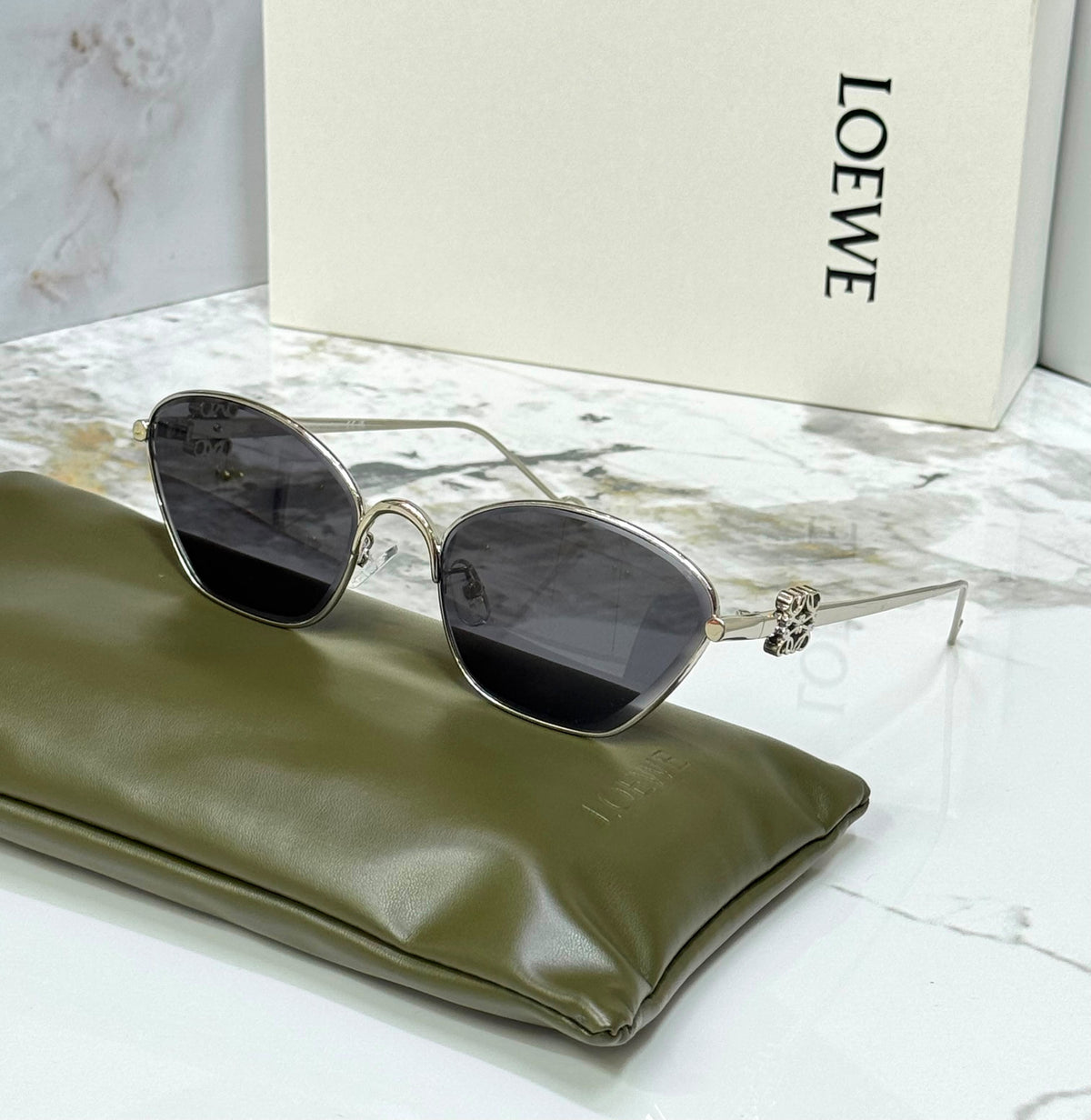 Loewe Anagram Geometric Metal Sunglasses
