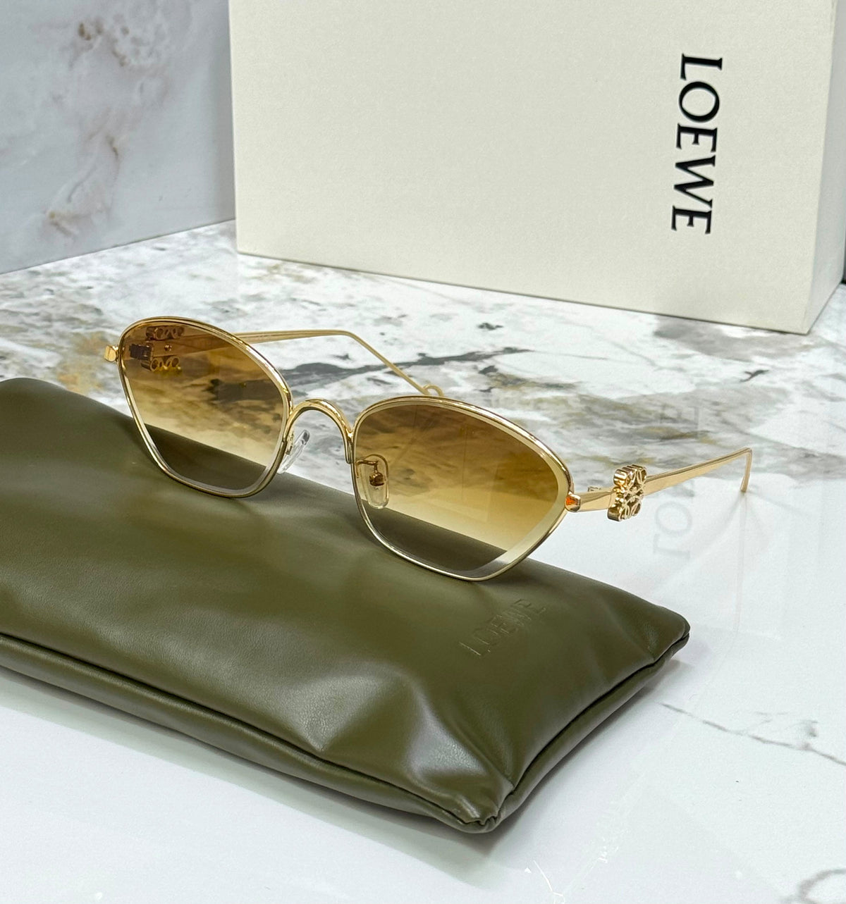 Loewe Anagram Geometric Metal Sunglasses