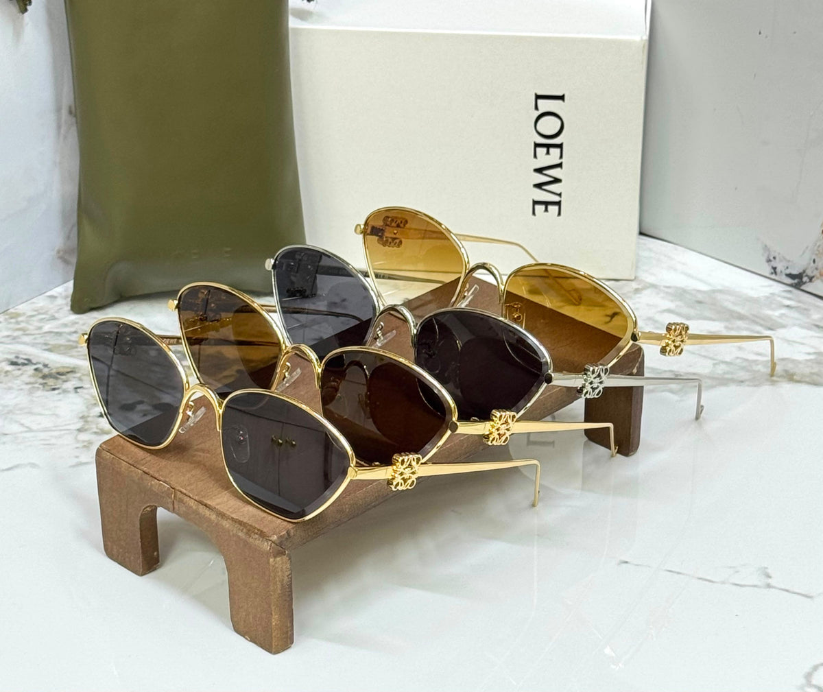 Loewe Anagram Geometric Metal Sunglasses