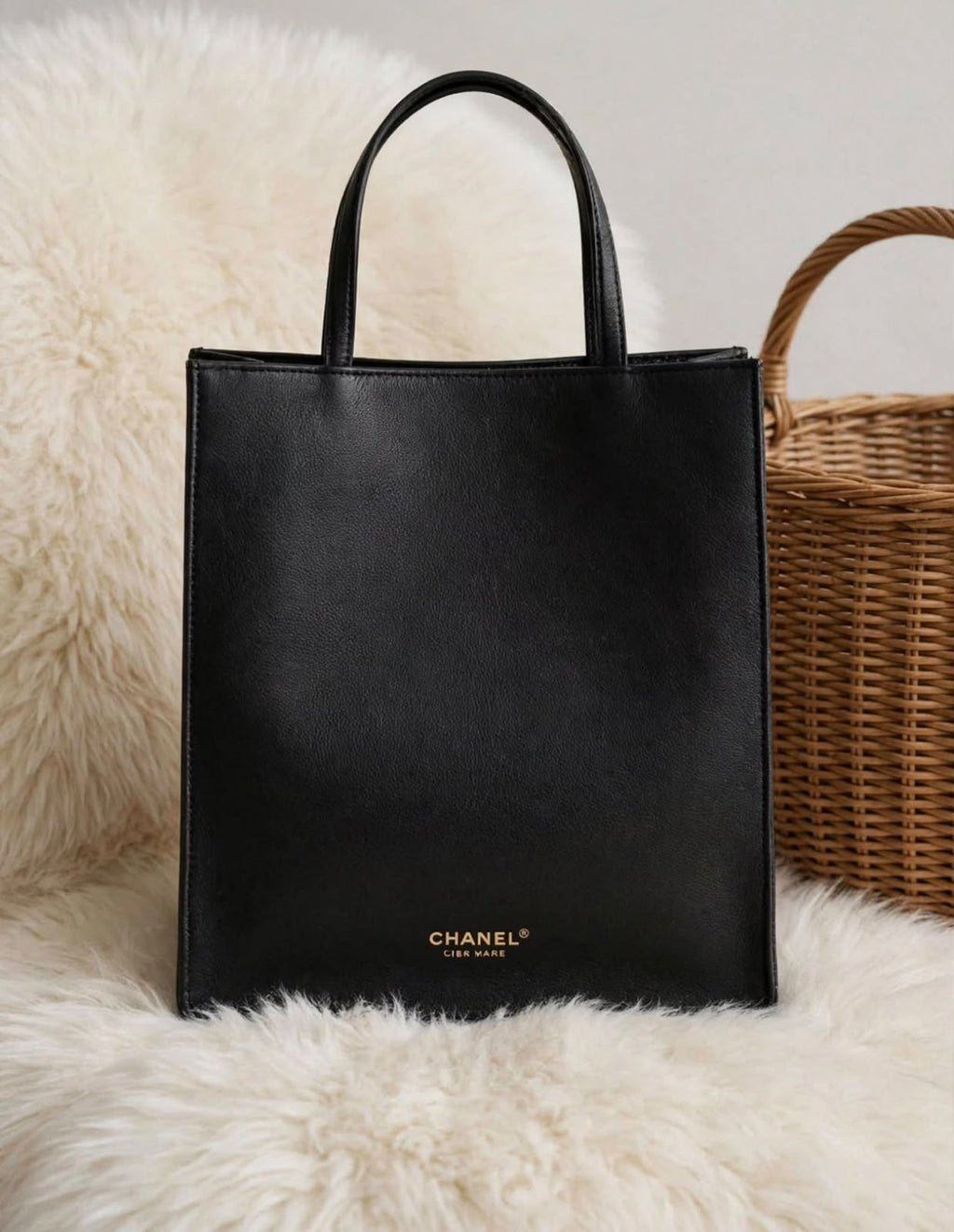 Chanel Leather Vertical Tote Bag with Chain Strap