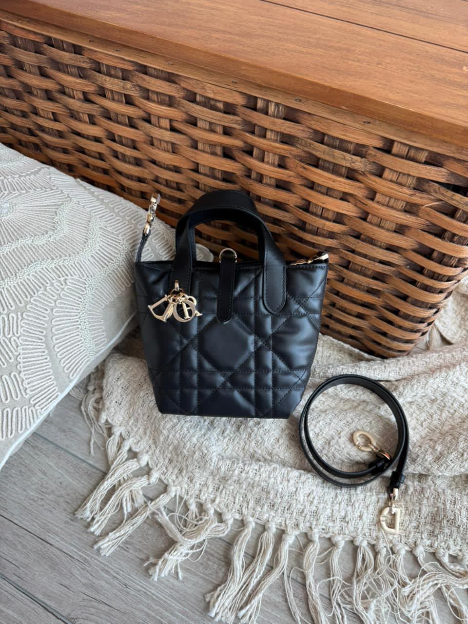 Christian Dior Cannage Quilted Mini Tote Bag