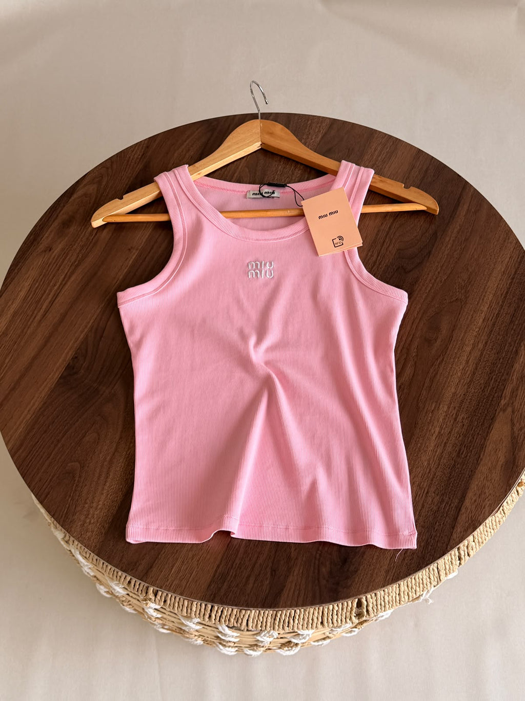 Miu Miu Ribbed Cotton Tank Top