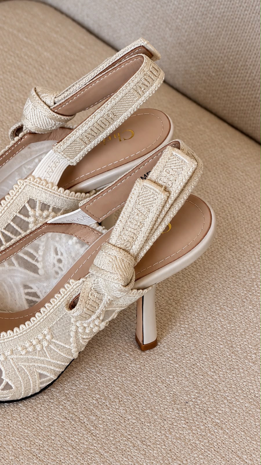 Dior Fabric and Lace Slingback Heels