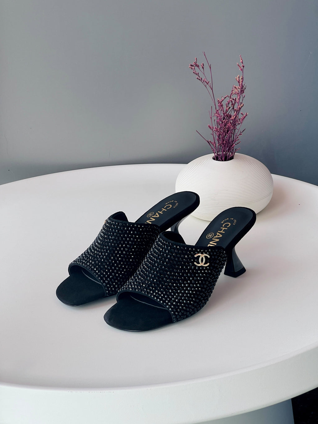 Chanel Luxury High Heel Mule Sandals