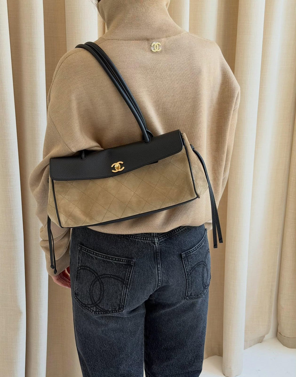 Chanel Half-Zip CC Logo Knit Sweater & Shoulder Bag Collection