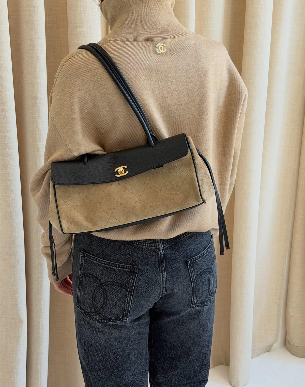 Chanel Half-Zip CC Logo Knit Sweater & Shoulder Bag Collection