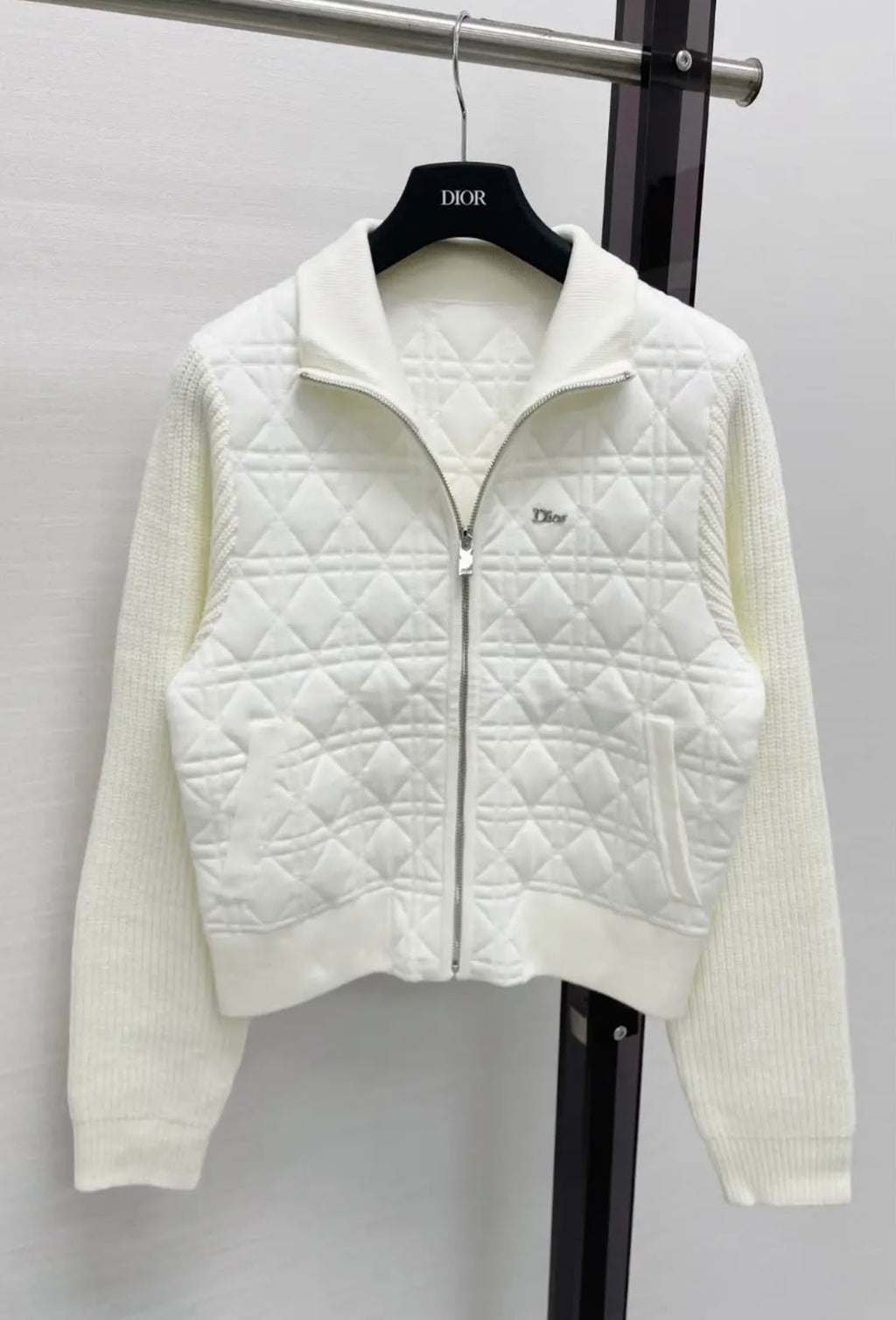 Dior Cannage Quilted Zip-Up Cardigan Jacket Collection