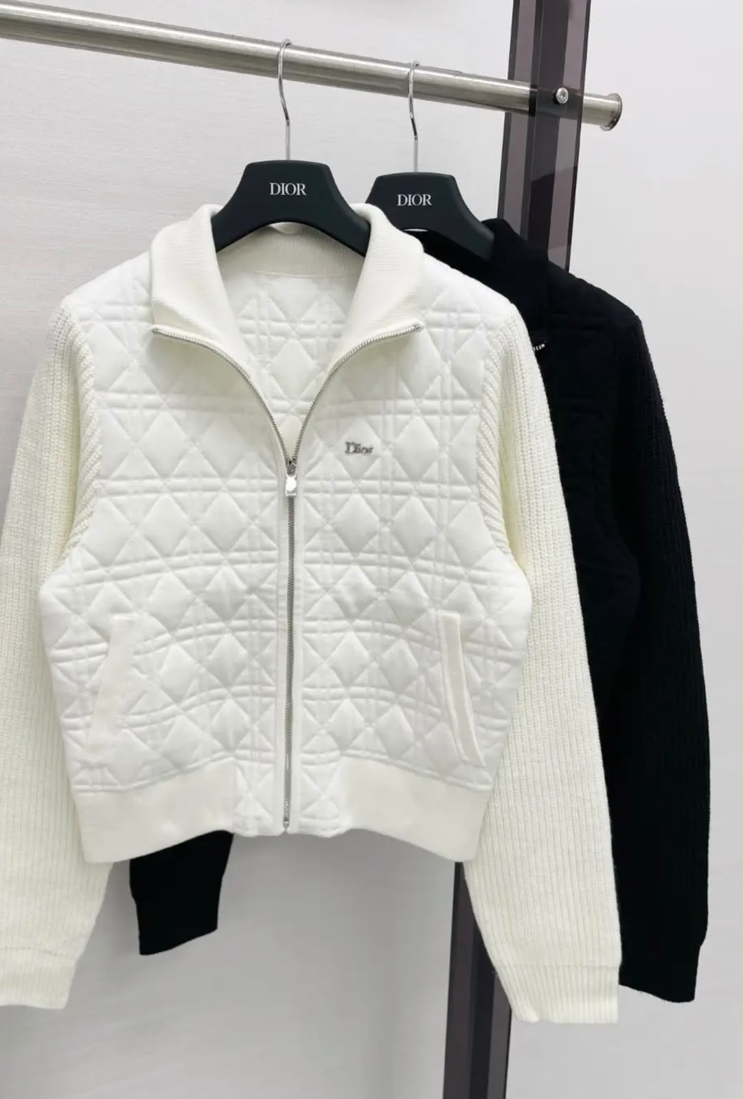 Dior Cannage Quilted Zip-Up Cardigan Jacket Collection