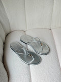 Chanel Thongs Crackled Laminated Calfskin