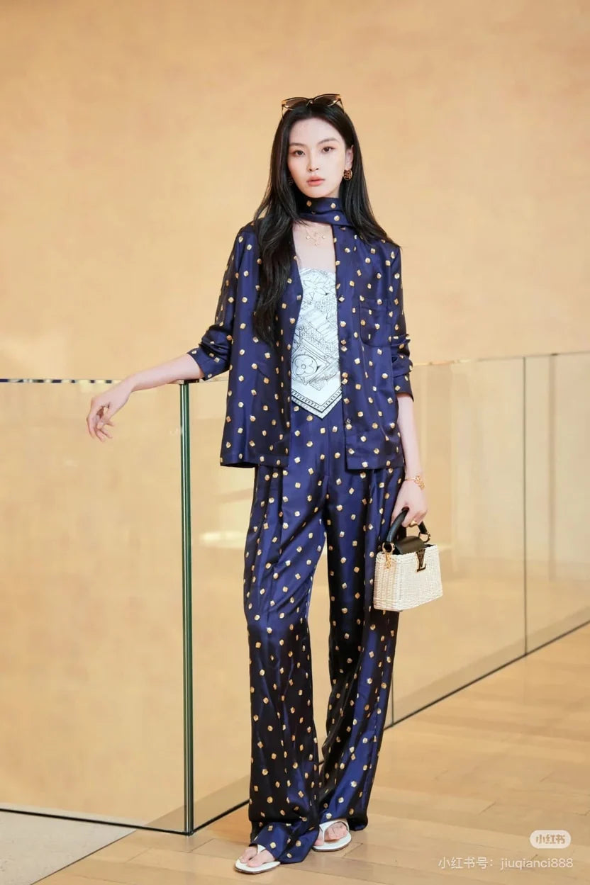 LV Dark Floral Print Pants & shirt