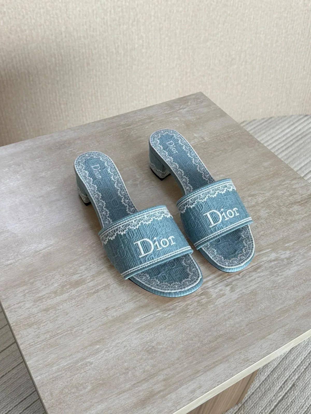 Dior Embroidered Block-Heel Mules