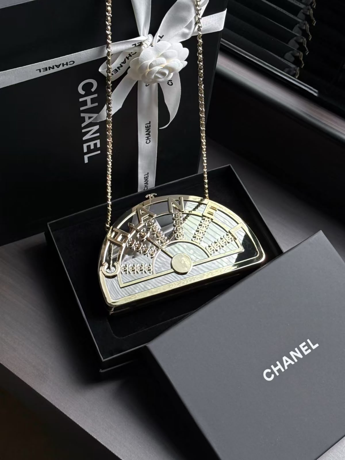 CHANEL Semicircle Chain Evening Bag
