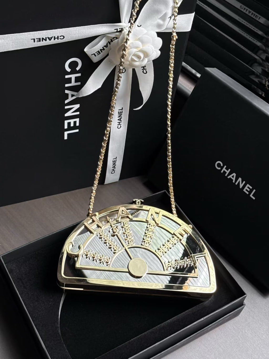 CHANEL Semicircle Chain Evening Bag